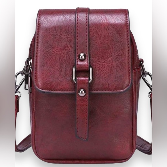 Burgundy Cell Messenger Crossbody Bag - Picture 9 of 9